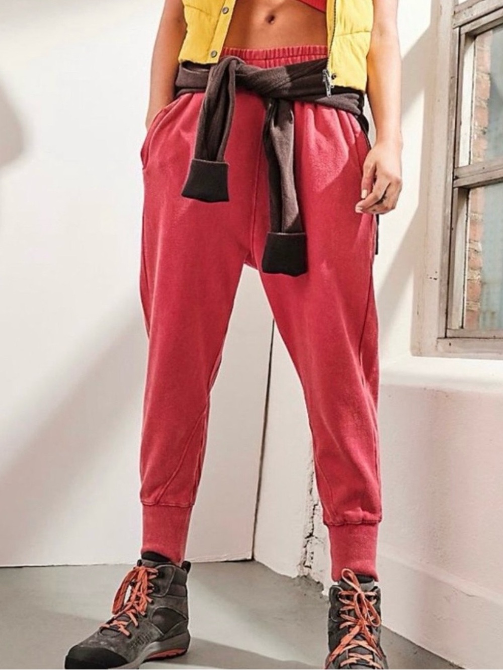 Free people, June Bug Jogger in neon orange. Small